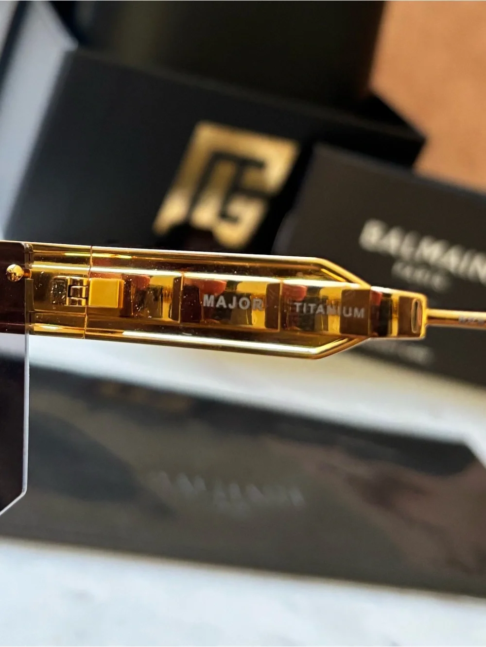 NIB Balmain Major BPS-147 Gold Titanium Shield Sunglasses Akoni